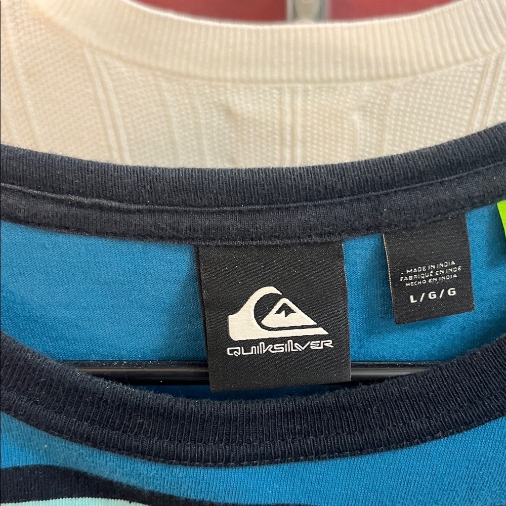 Quiksilver Blue Short Sleeve Tee Vibrant Stripes - Picture 2 of 6